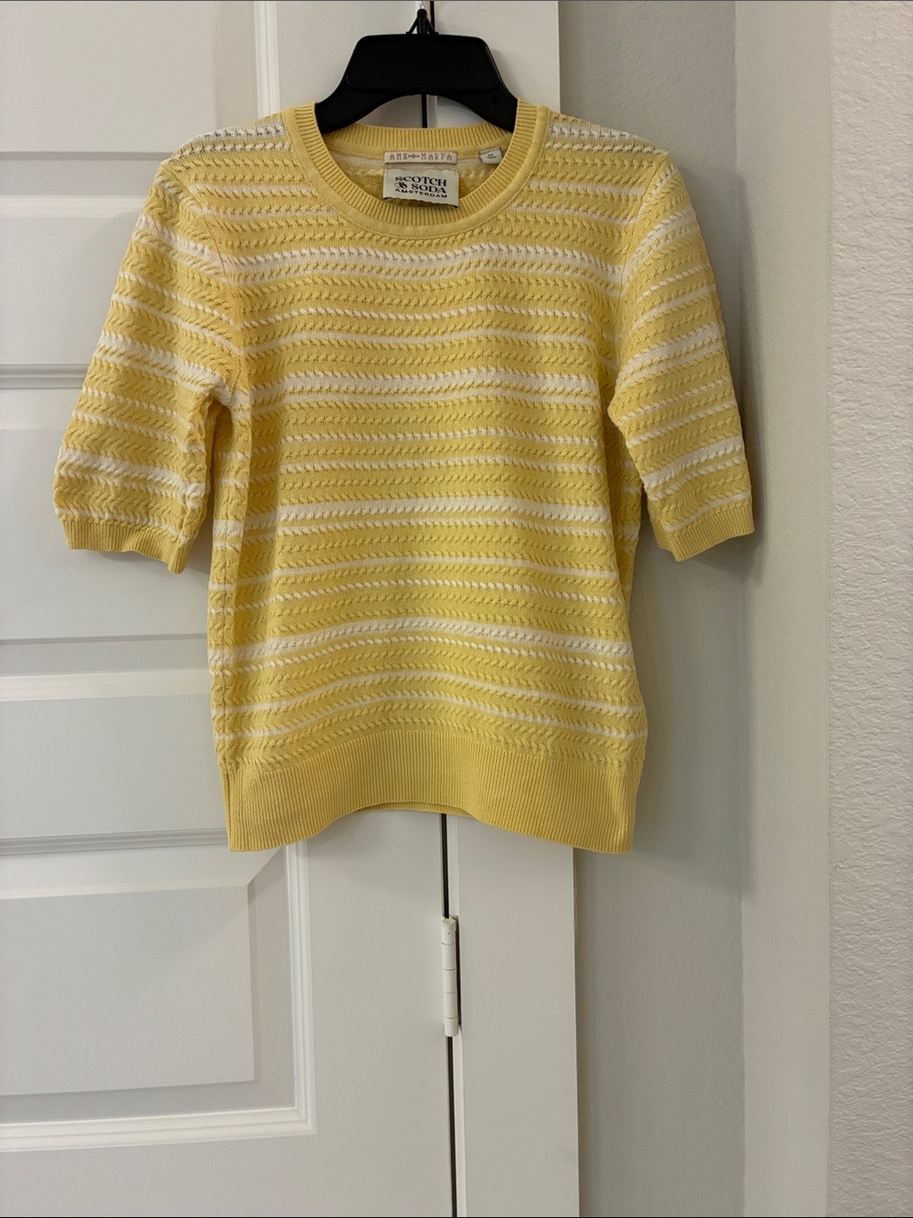 Scotch & Soda Stripe Puff Sleeve Sweater Parsnip Stripe